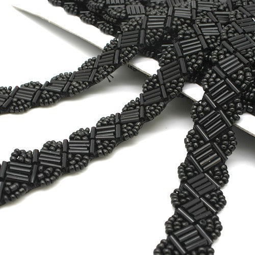 BLACK BEADED TRIM - sarahi.NYC