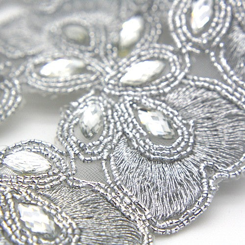 SILVER RHINESTONE FABRIC TRIM - sarahi.NYC