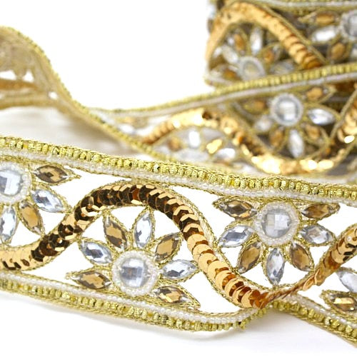 GOLD SILVER WIDE RHINESTONE TRIM - sarahi.NYC