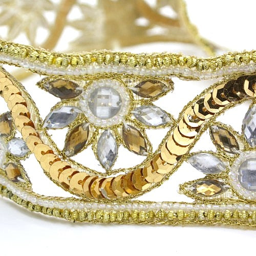 GOLD SILVER WIDE RHINESTONE TRIM - sarahi.NYC