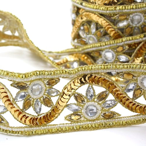 GOLD SILVER WIDE RHINESTONE TRIM - sarahi.NYC