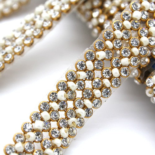 GOLD BEADED CRYSTAL TRIM - sarahi.NYC