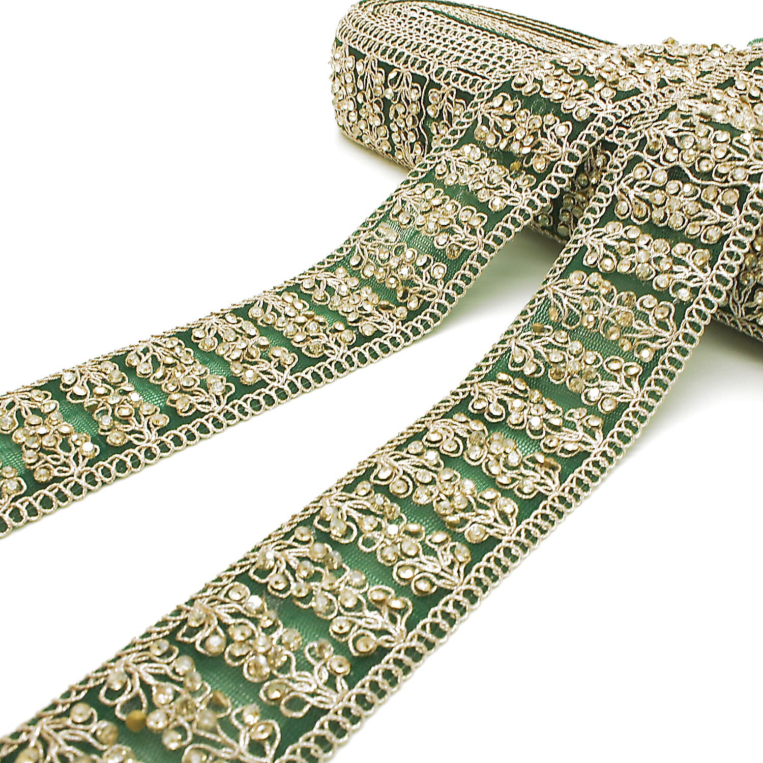 BOTTLE GREEN GOLD STONE TRIM - SARAHI.NYC