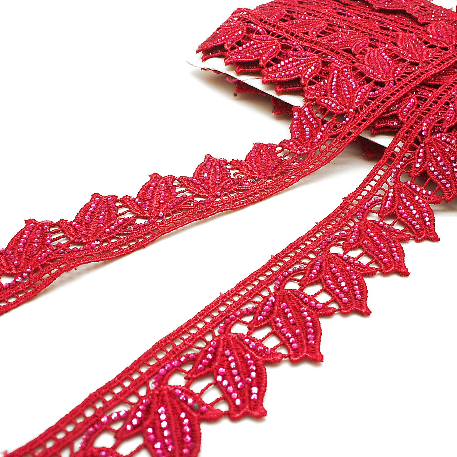 PINK STONE LACE TRIM - sarahi.NYC