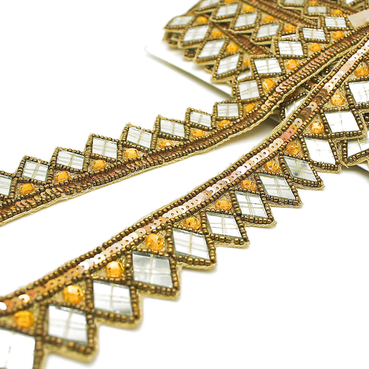 ORANGE MIRROR BEADED TRIM - SARAHI.NYC
