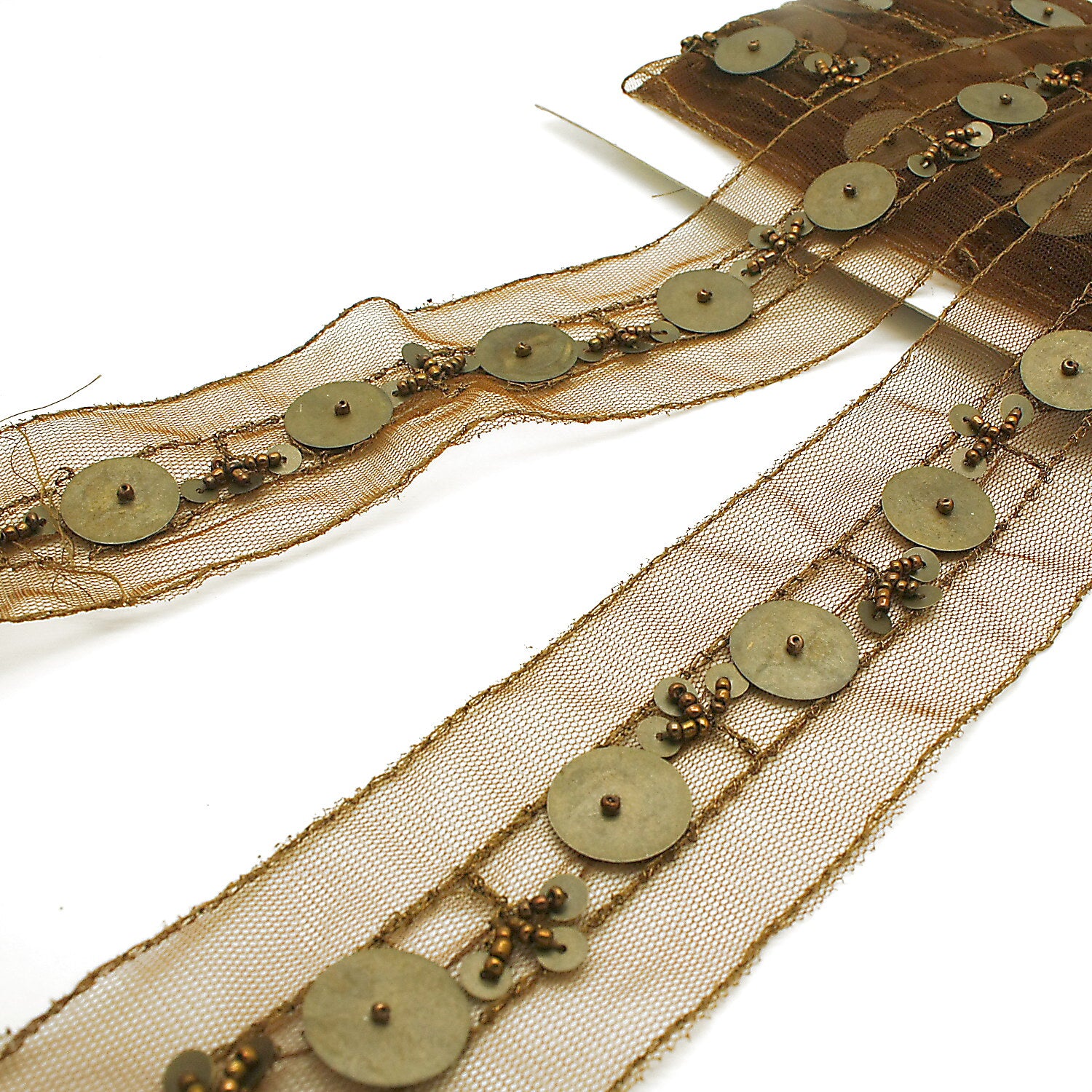 BROWN GOLD BEADED TRIM - sarahi.NYC