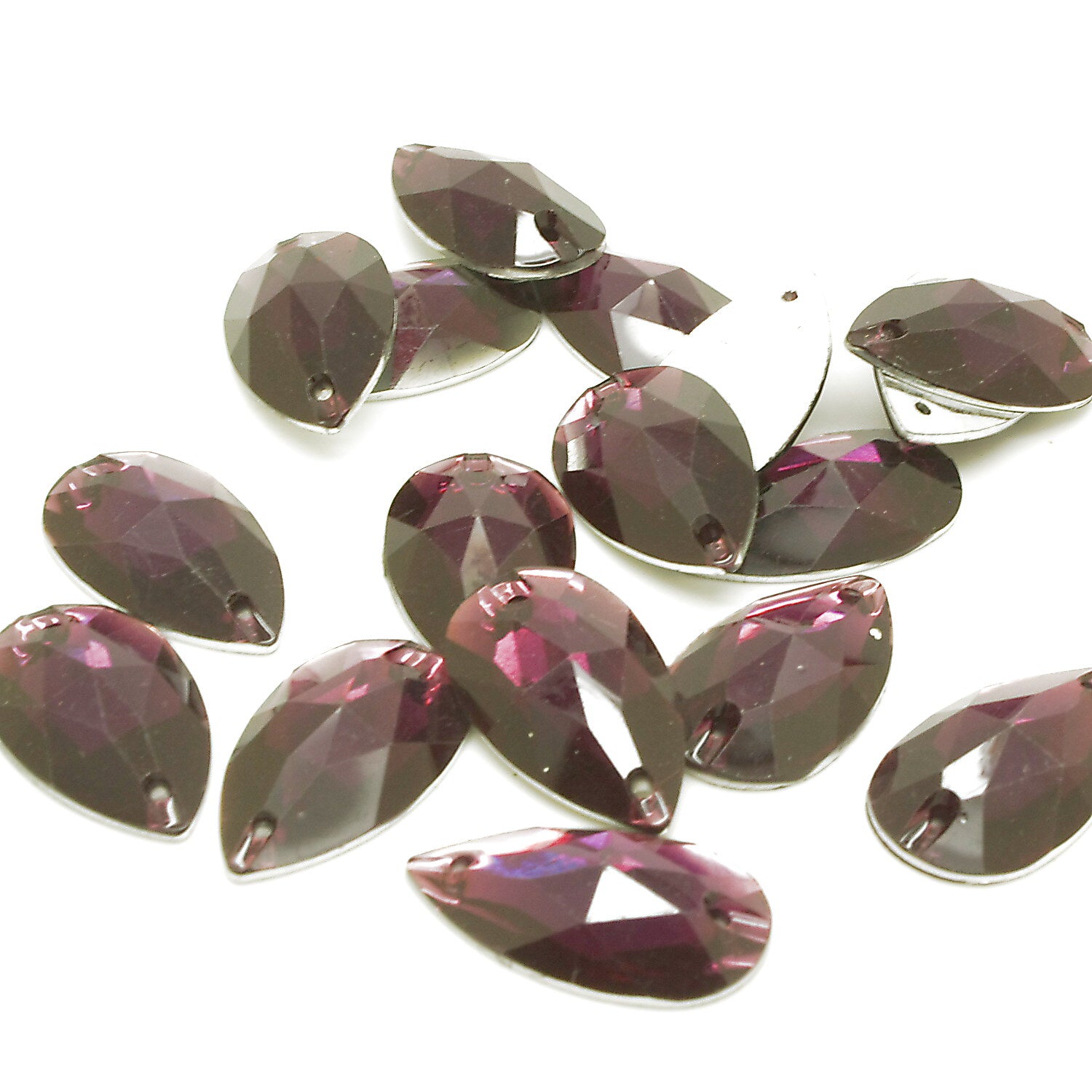 DEEP PURPLE WINE - PACK OF 10 - TEARDROP 28 mm FLAT BACK RHINESTONE GEMS - sarahi.NYC