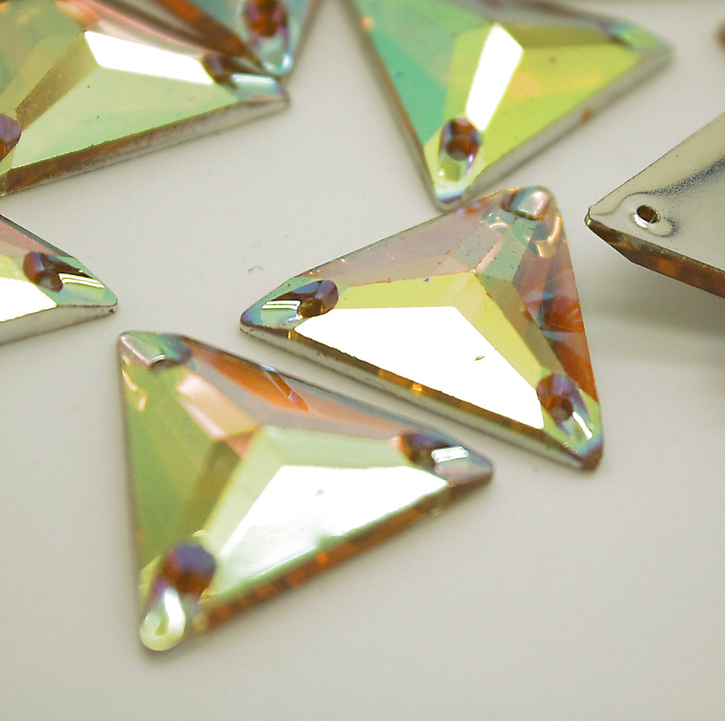 IRIDESCENT AB- PACK OF 10 - TEARDROP 25 mm FLAT BACK RHINESTONE GEMS - sarahi.NYC