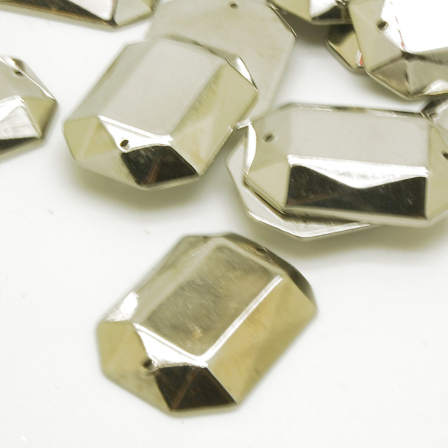 PACK OF 10 - SILVER RECTANGLE 25 mm RHINESTONE GEMS - sarahi.NYC