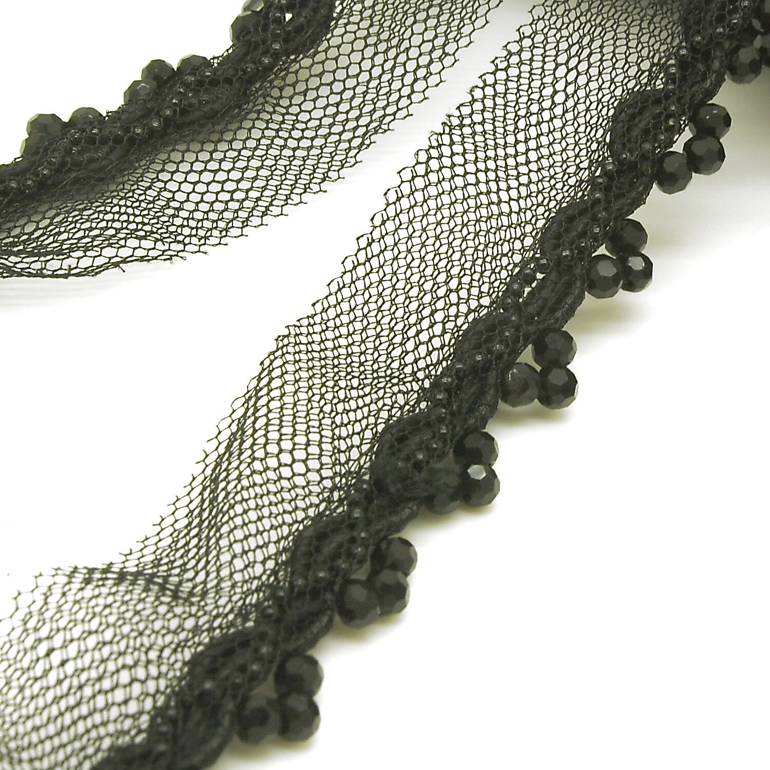 BLACK BEADED EDGING TRIM - sarahi.NYC