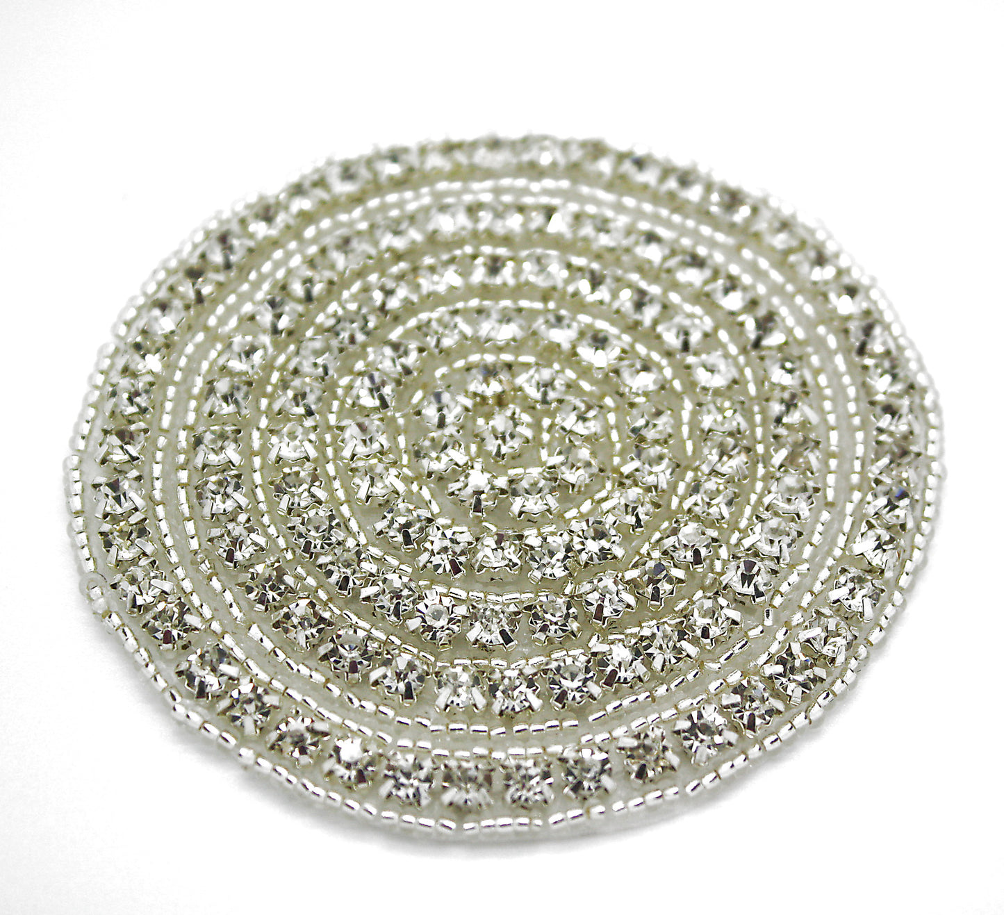 SILVER CIRCLE FAUX CRYSTAL APPLIQUE - sarahi.NYC