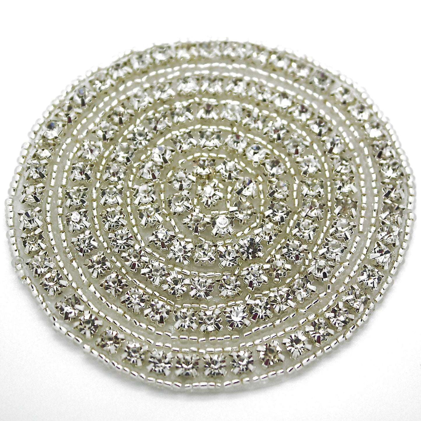 SILVER CIRCLE FAUX CRYSTAL APPLIQUE - sarahi.NYC