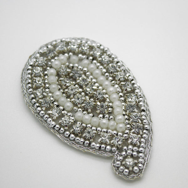 SILVER GOLD PEARL GLASS STONE APPLIQUE - sarahi.NYC