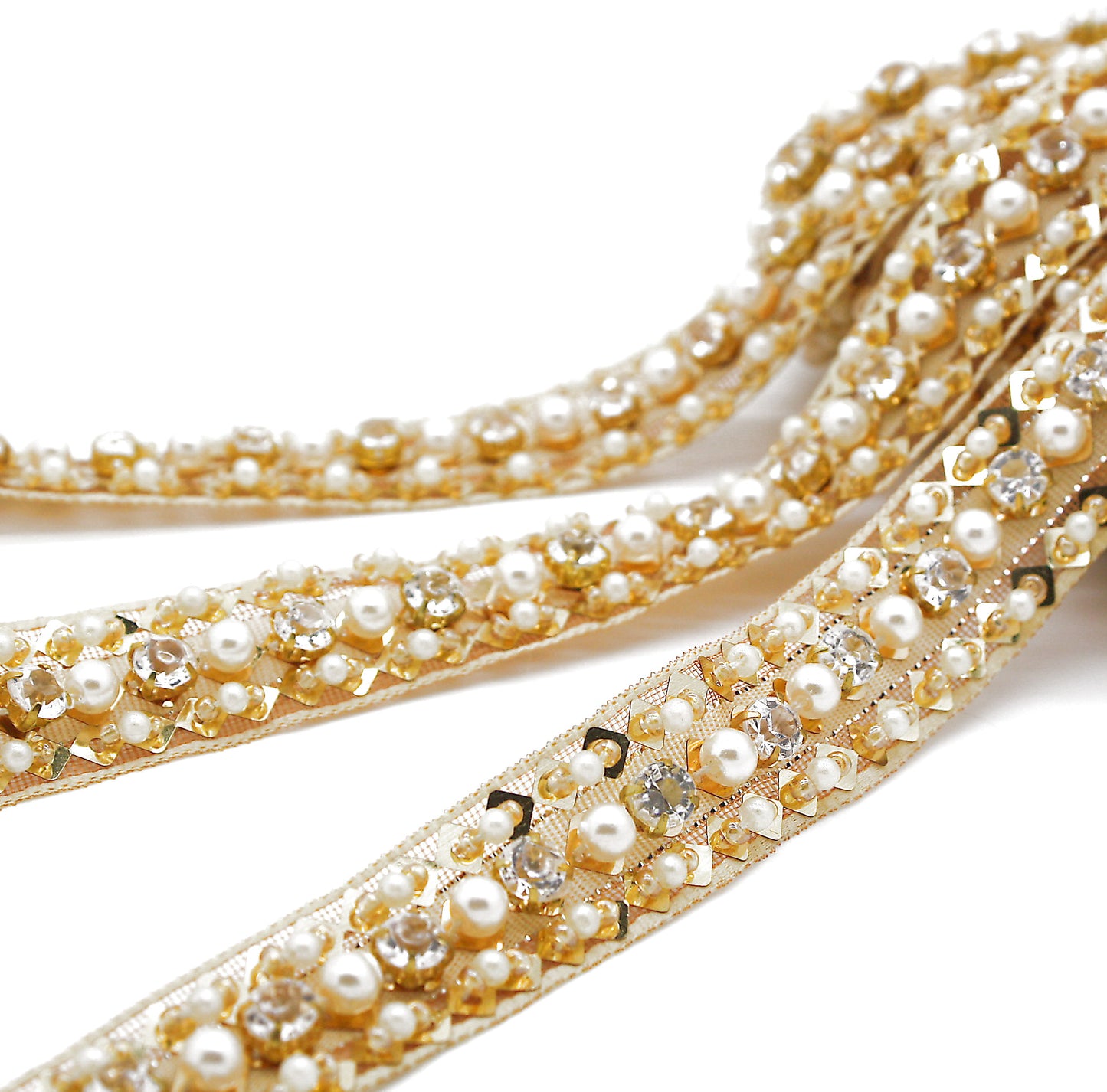 GOLD PEARL RHINESTONE TRIM - sarahi.NYC