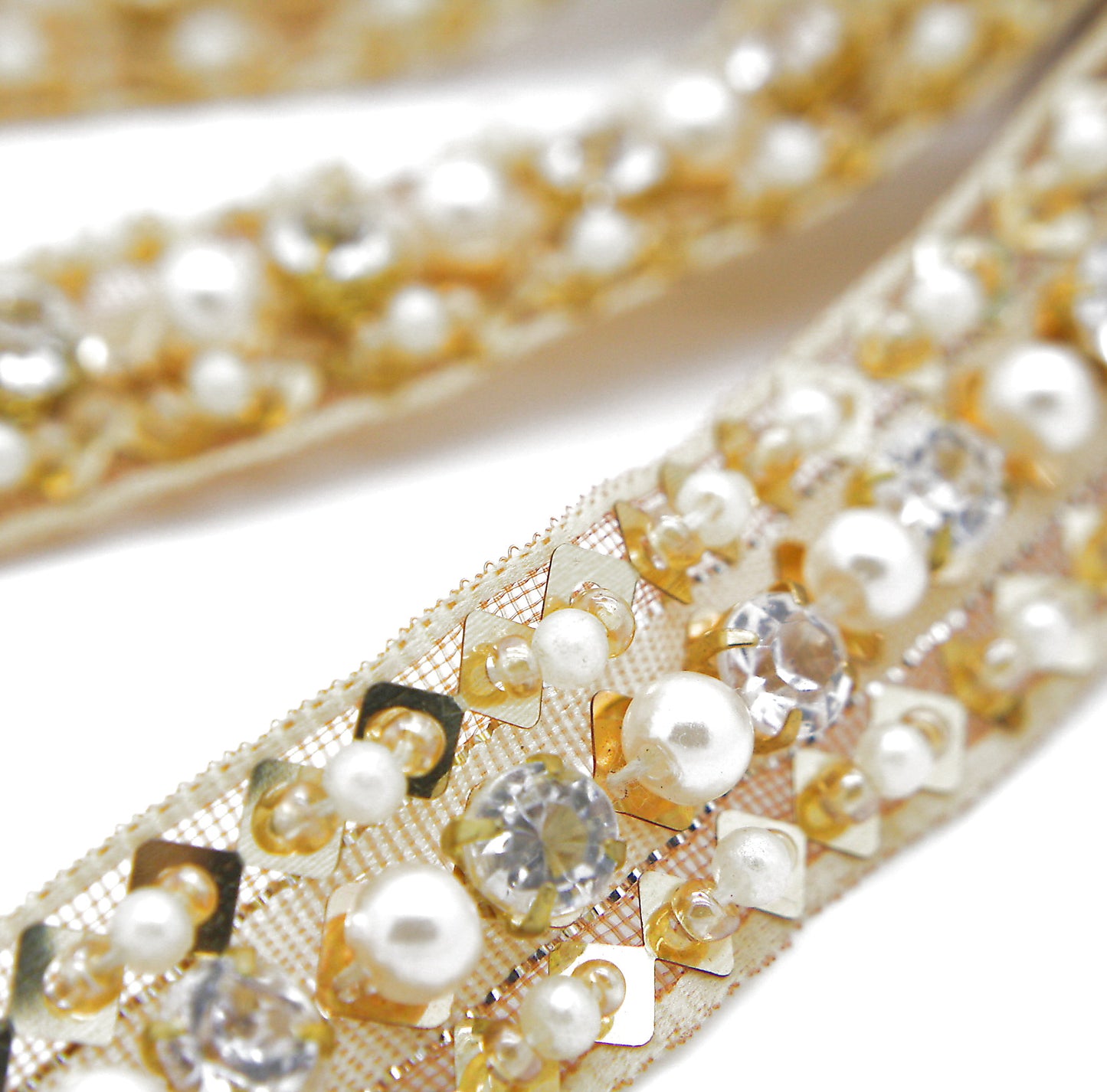 GOLD PEARL RHINESTONE TRIM - sarahi.NYC