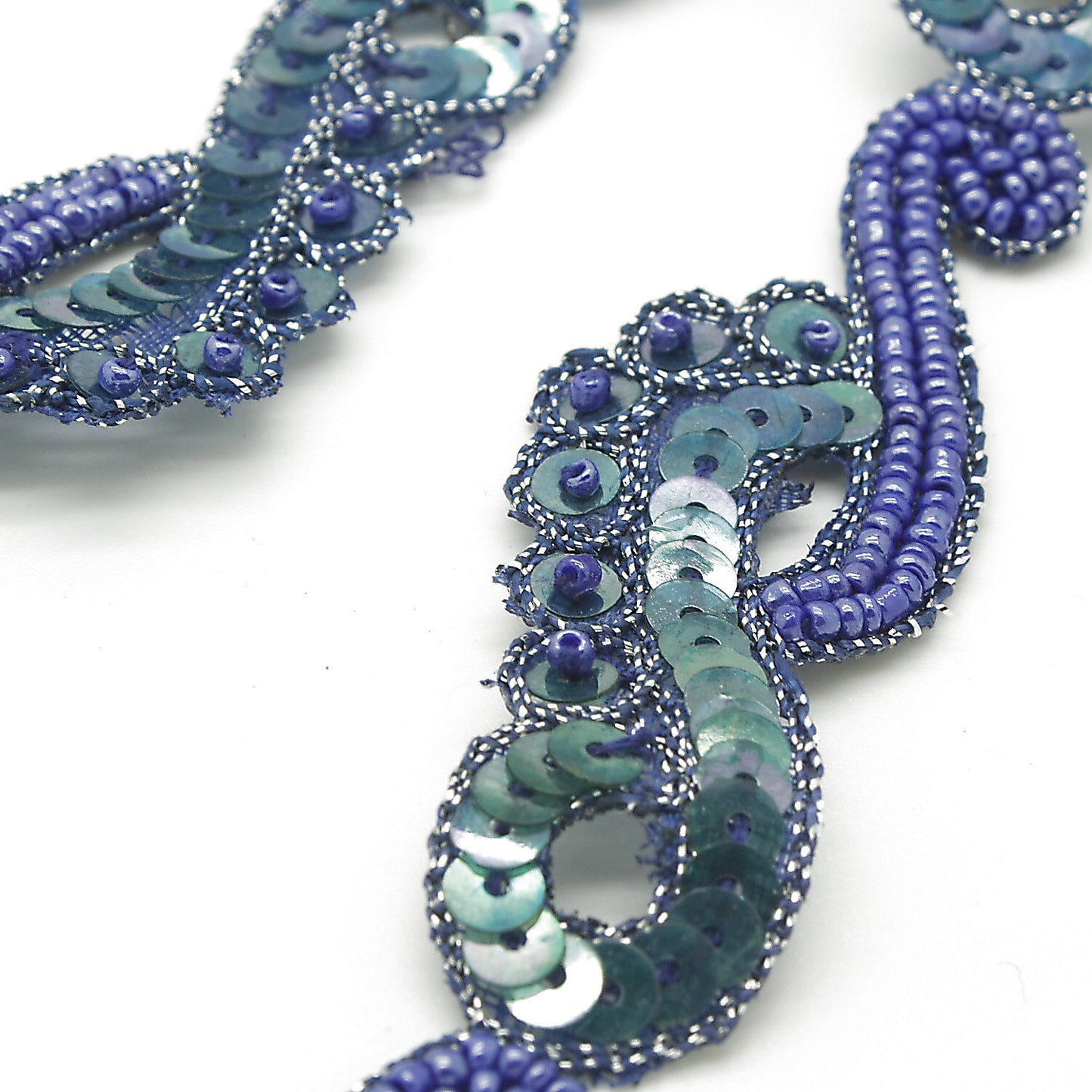 BLUE SEQUIN FLORAL TRIM - sarahi.NYC