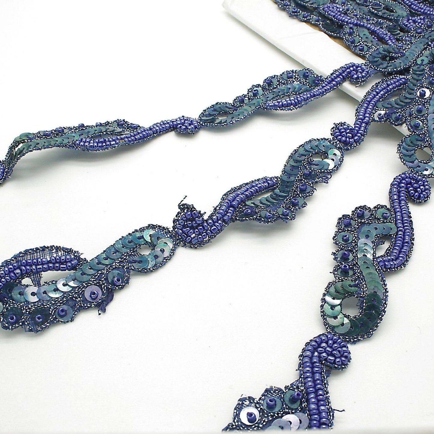 BLUE SEQUIN FLORAL TRIM - sarahi.NYC