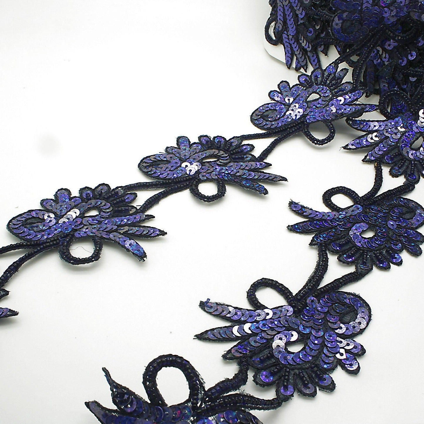 BLUE SEQUIN FLORAL TRIM - sarahi.NYC