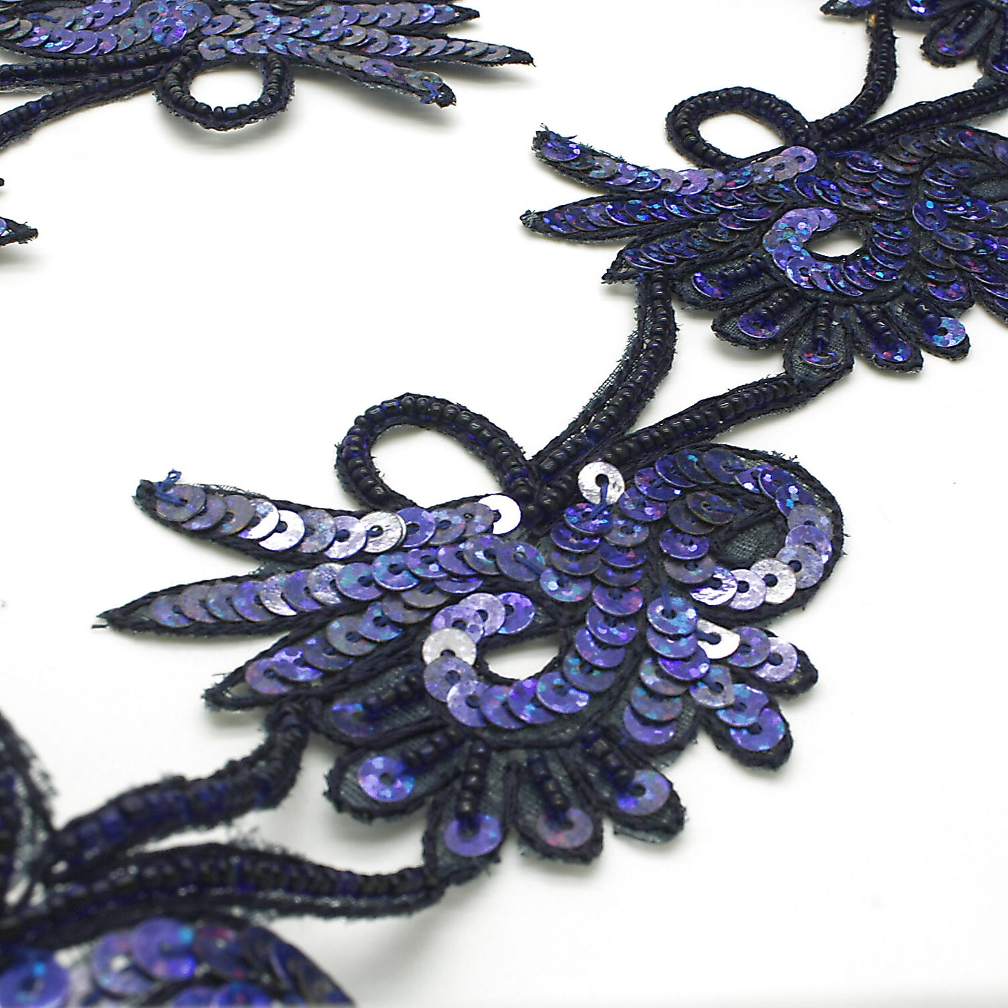 BLUE SEQUIN FLORAL TRIM - sarahi.NYC