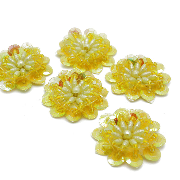 YELLOW  SEQUIN FLOWER  MOTIFS - Pack of 5 - sarahi.NYC