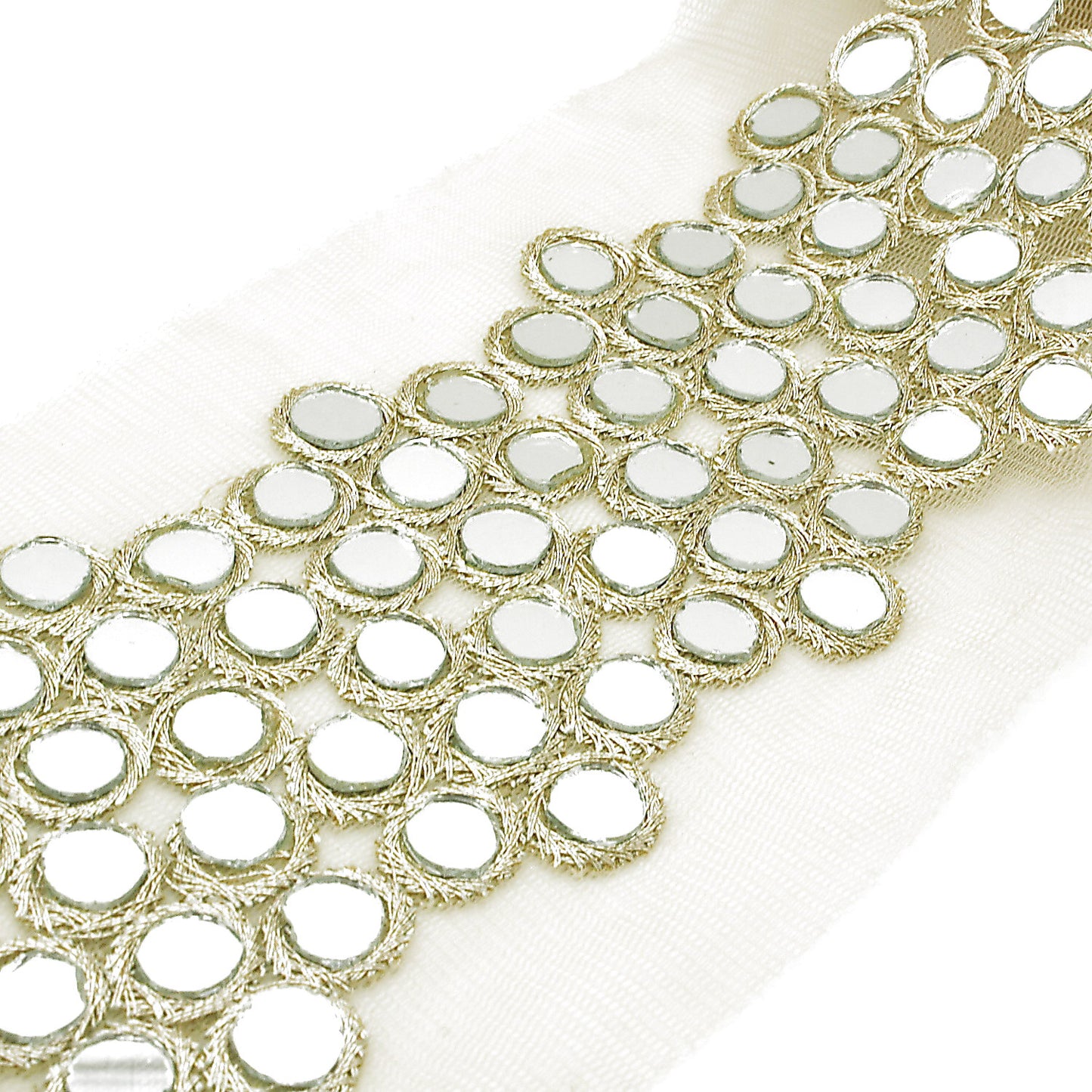 GOLD CIRCLE MIRROR NET TRIM - sarahi.NYC
