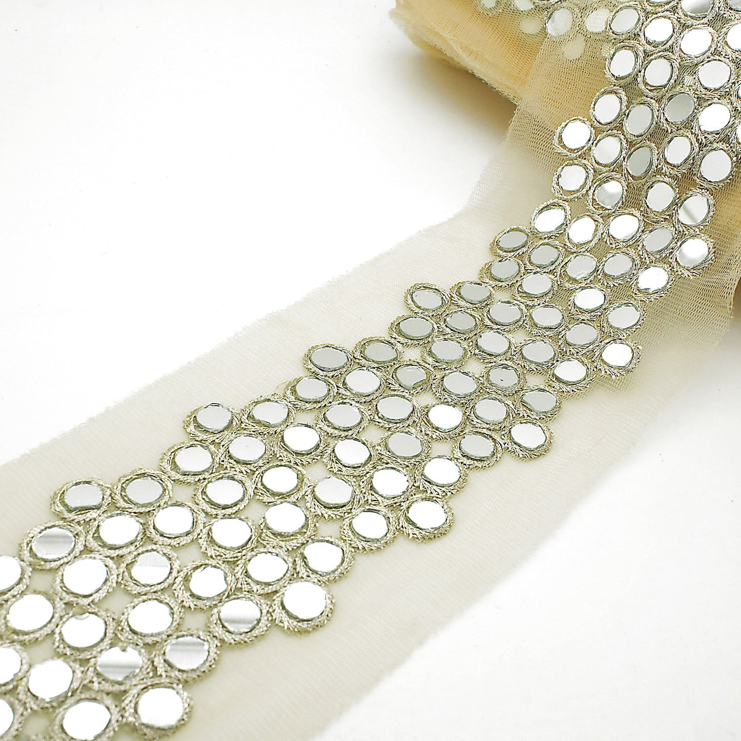 GOLD CIRCLE MIRROR NET TRIM - sarahi.NYC