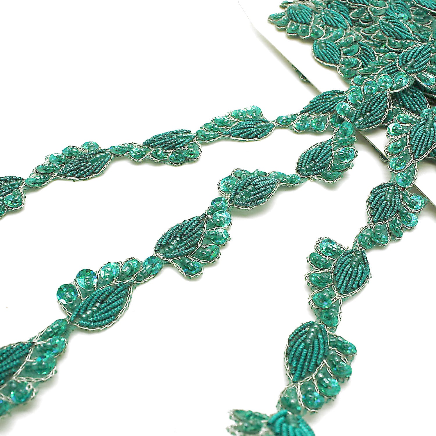 GREEN PAISLEY SEQUIN TRIM - sarahi.NYC