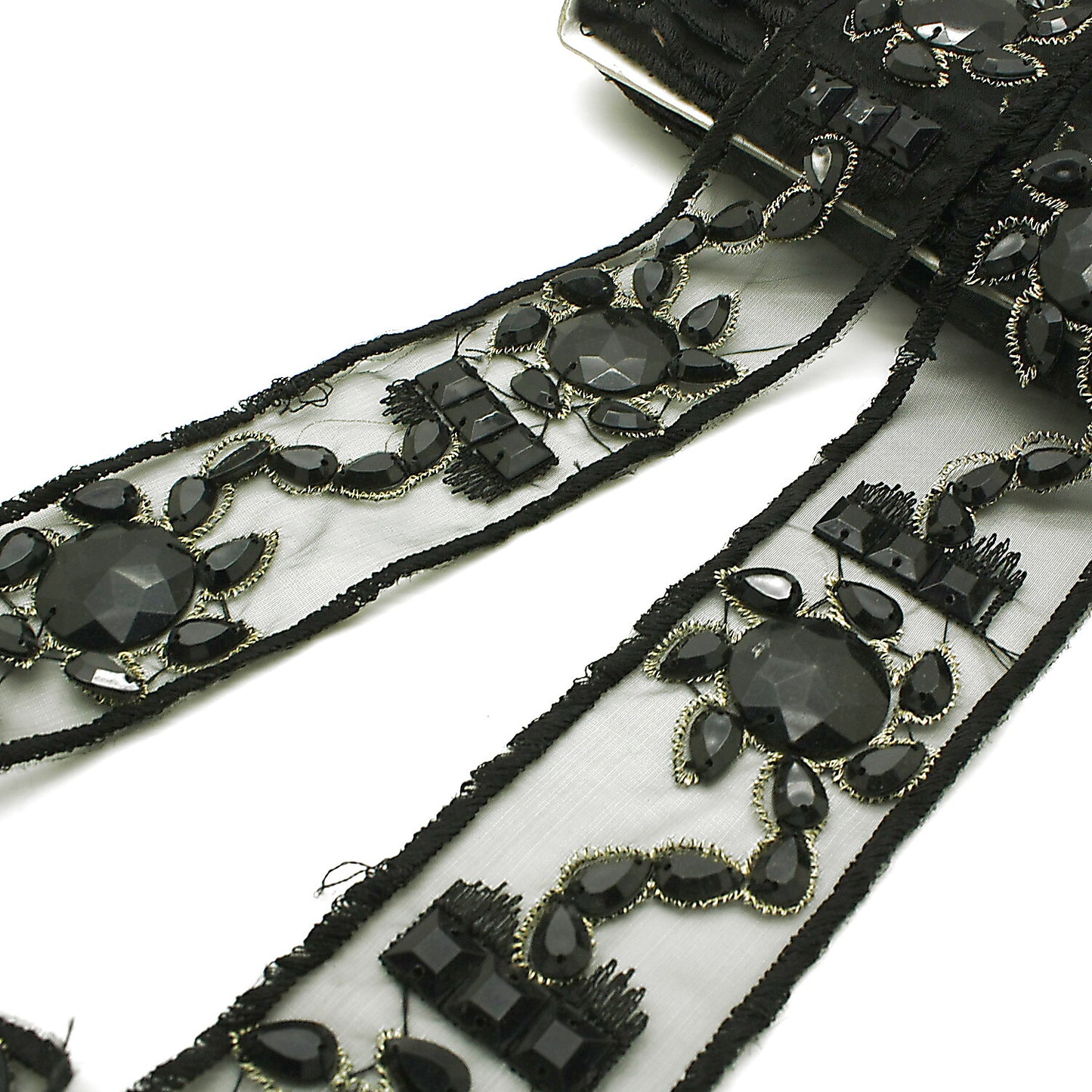 BLACK RIBBON RHINESTONE TRIM - sarahi.NYC