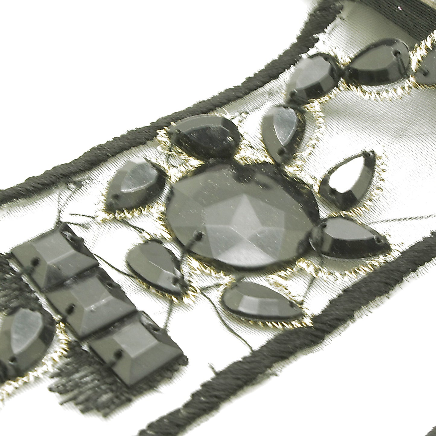 BLACK RIBBON RHINESTONE TRIM - sarahi.NYC