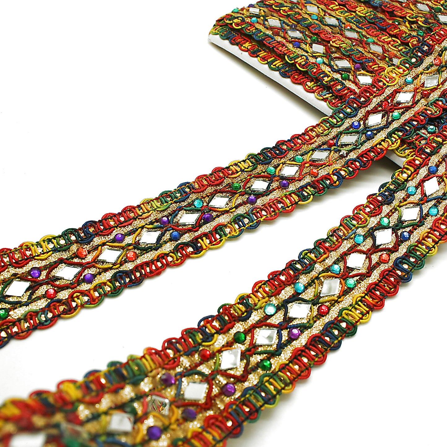 MULTICOLOR RHINESTONE MIRROR TRIM - sarahi.NYC