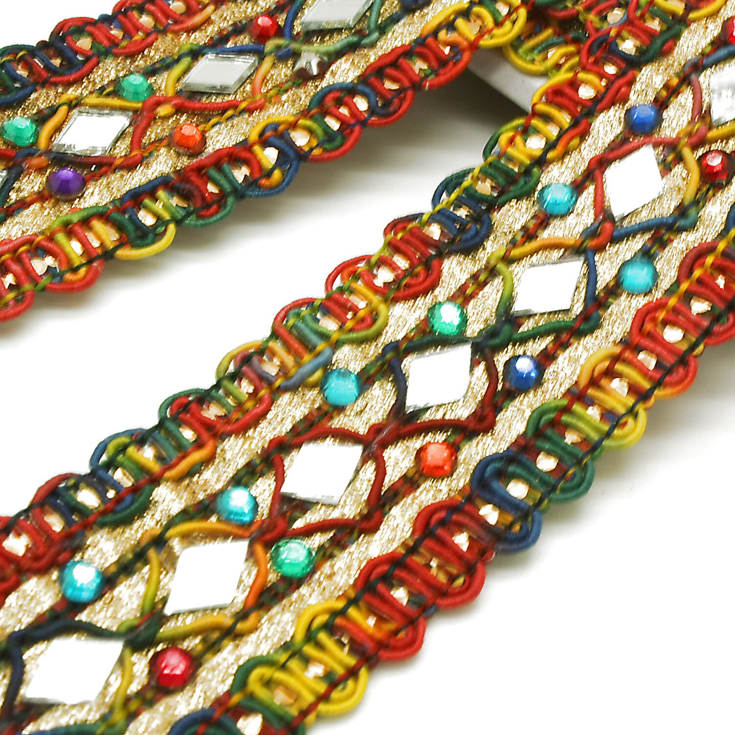 MULTICOLOR RHINESTONE MIRROR TRIM - sarahi.NYC