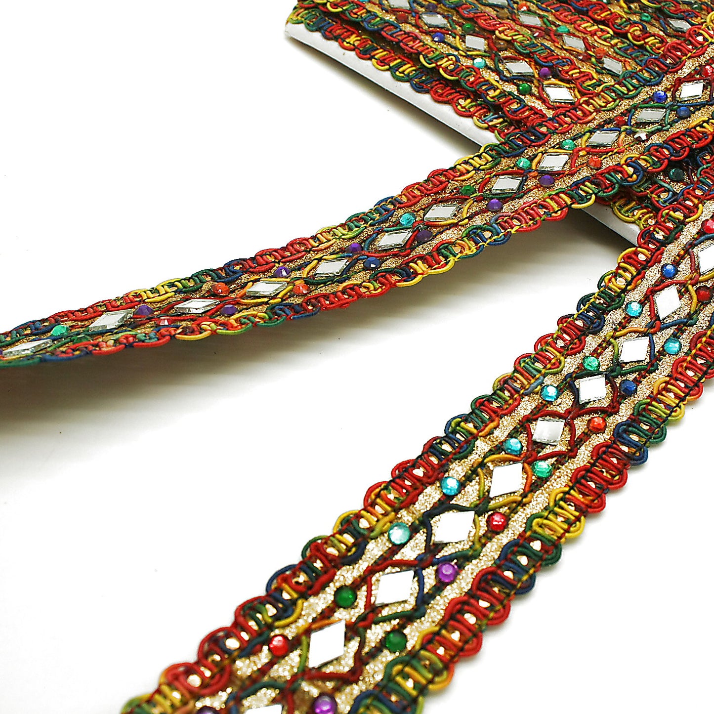 MULTICOLOR RHINESTONE MIRROR TRIM - sarahi.NYC
