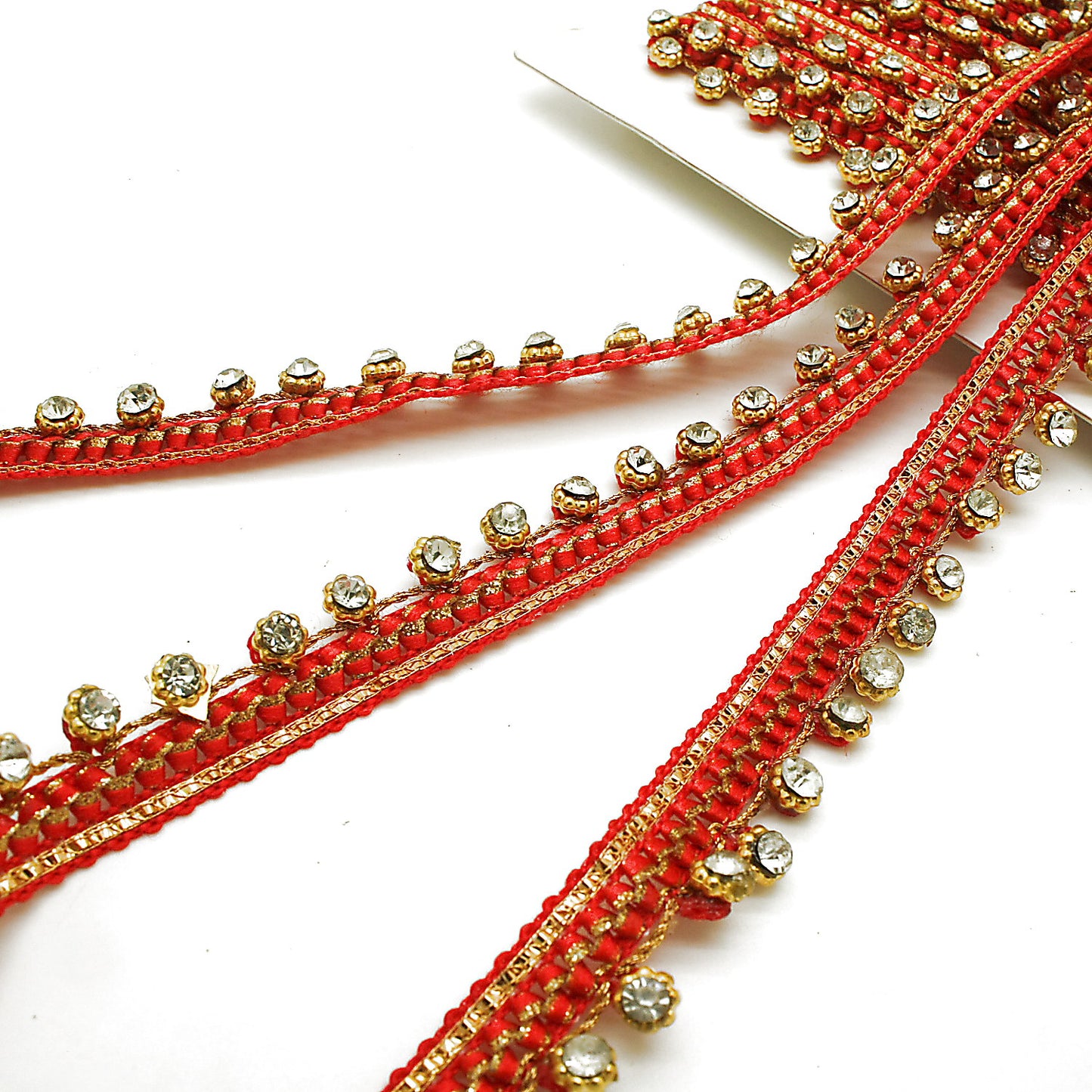 RED GOLD RHINSTONE EDGING TRIM - sarahi.NYC