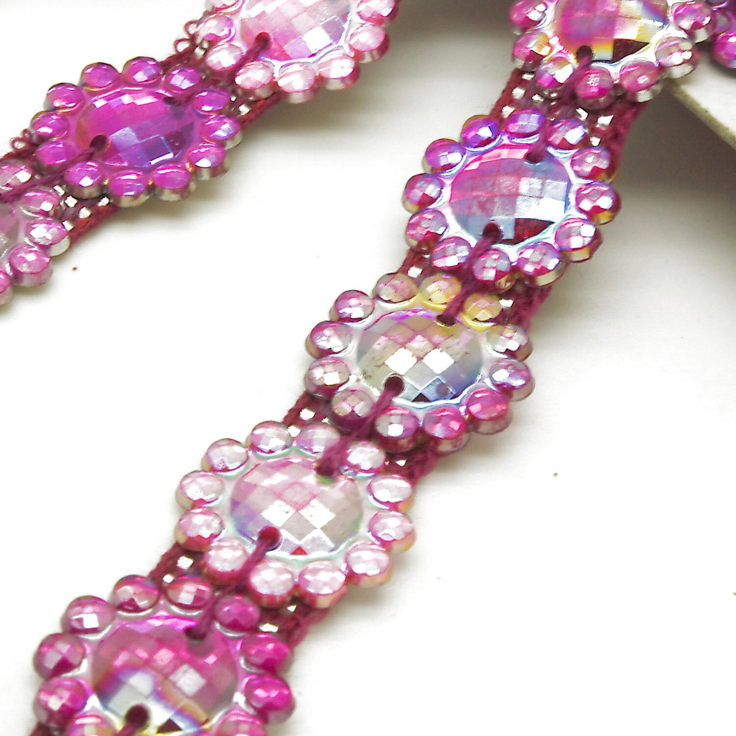PINK IRIDESCENT GEM TRIM - sarahi.NYC