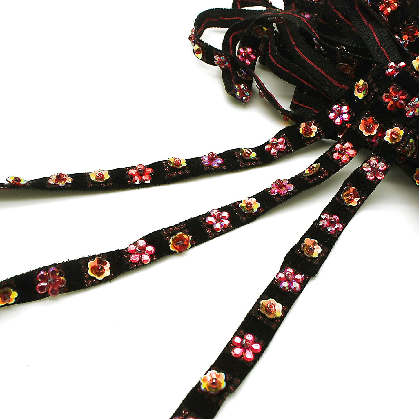 BLACK RED SEQUIN TRIM - sarahi.NYC