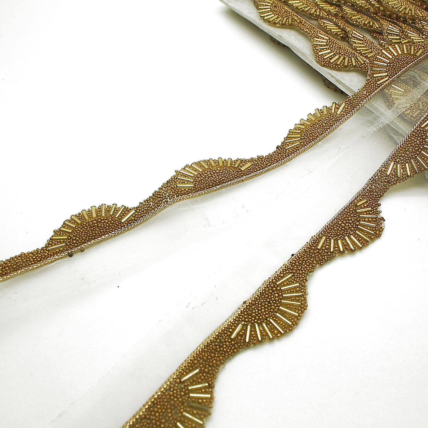 GOLD WAVE BEADED EDGING TRIM - sarahi.NYC
