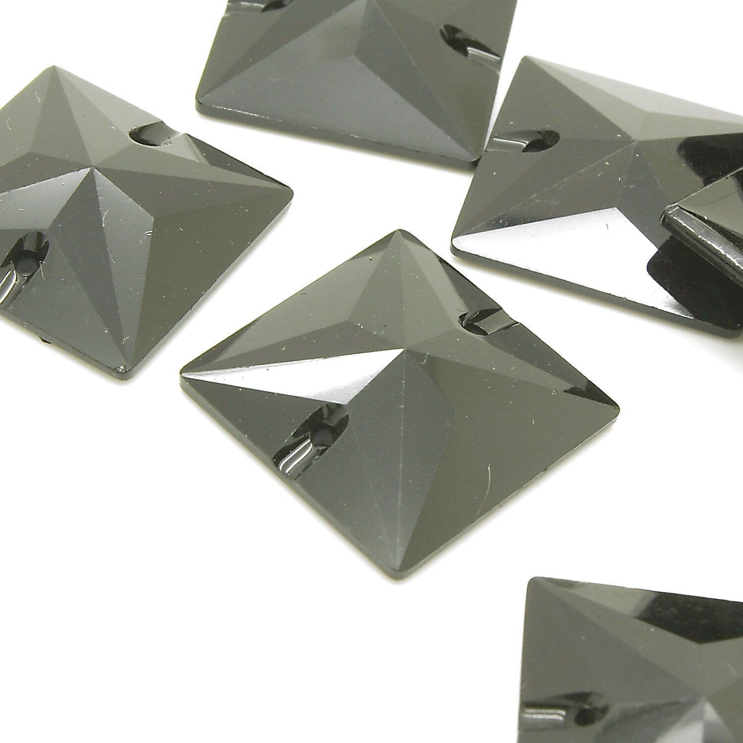 PACK OF 10 - SQUARE 20mm BLACK  FLAT RHINESTONE GEMS - sarahi.NYC