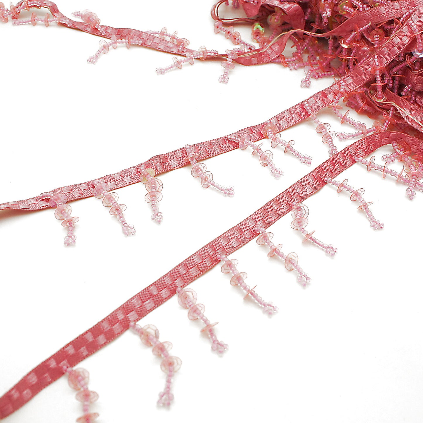 LIGHT PINK BEADED SEQUIN FRINGE - sarahi.NYC