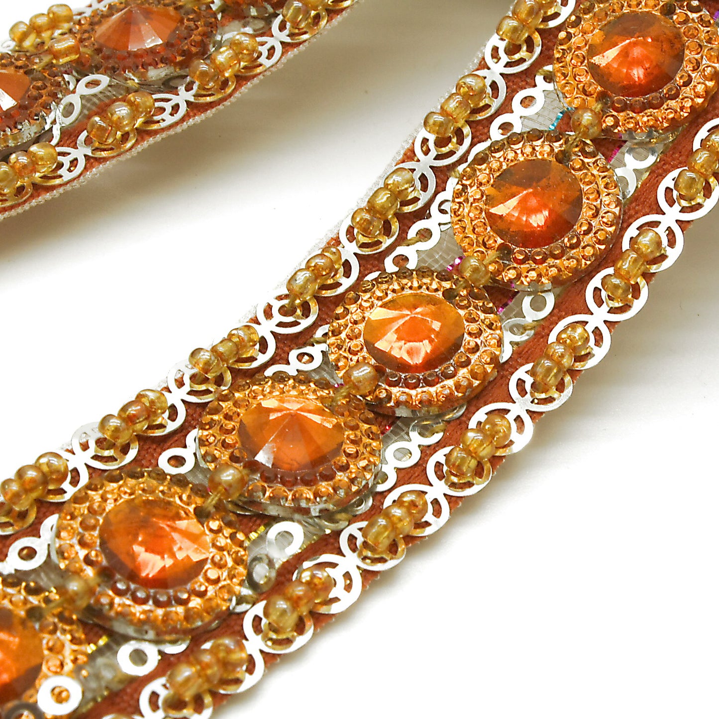 BROWN SILVER RHINESTONE TRIM - sarahi.NYC
