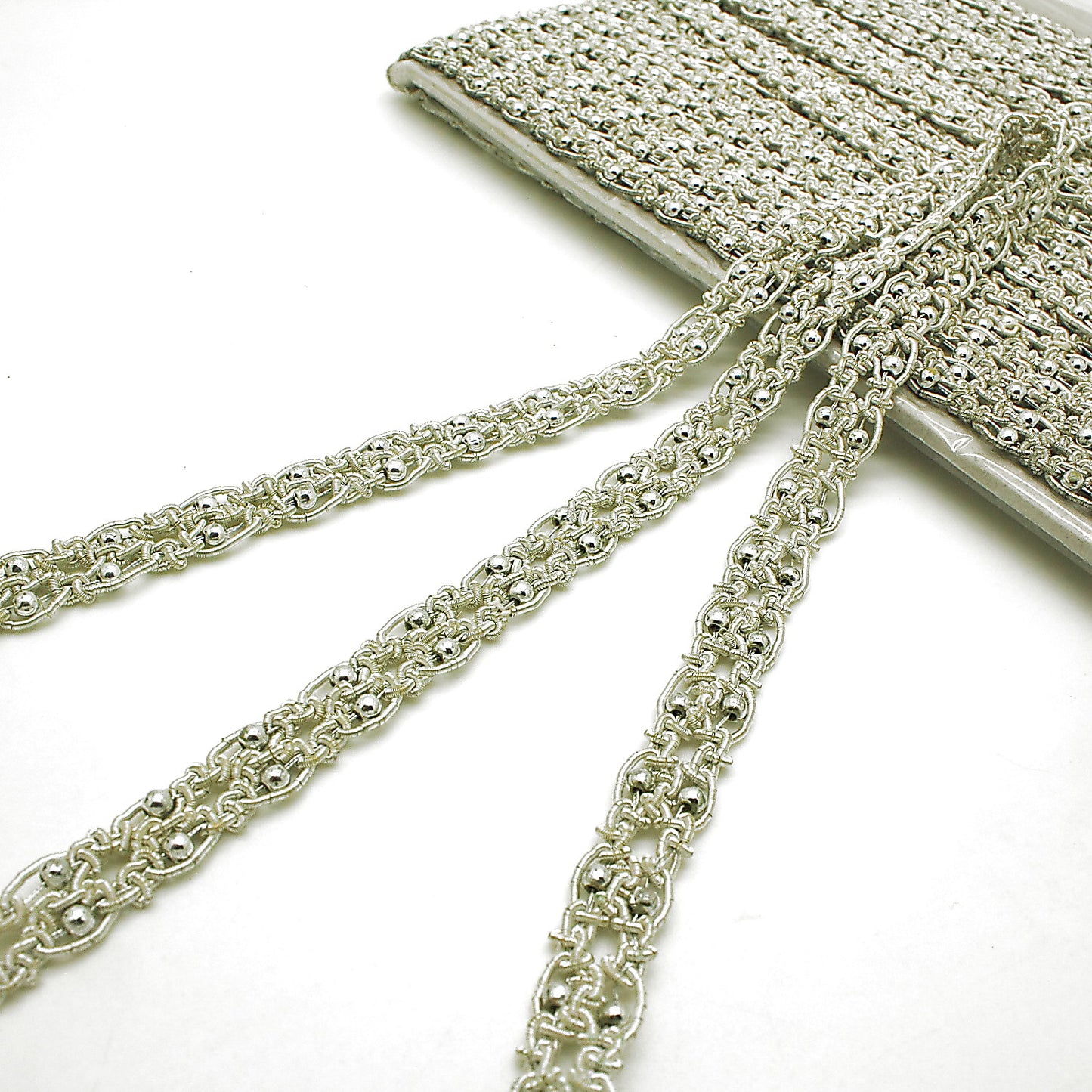 SILVER METALLIC BEADED INTRICATE TRIM - sarahi.NYC