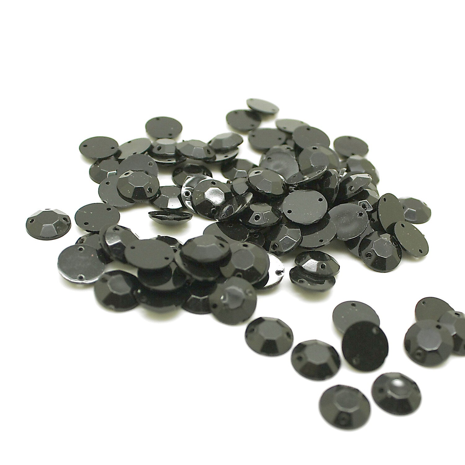 PACK OF 50 - ROUND 10mm BLACK  FLAT RHINESTONES - sarahi.NYC