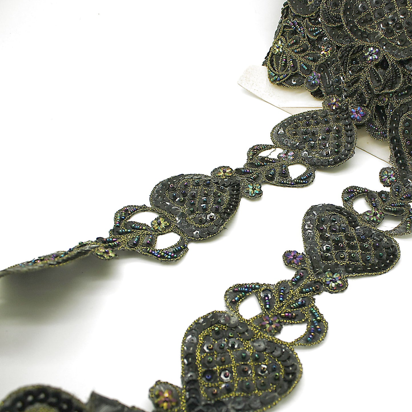 BLACK GOLD SEQUIN HEART BEADED TRIM - sarahi.NYC