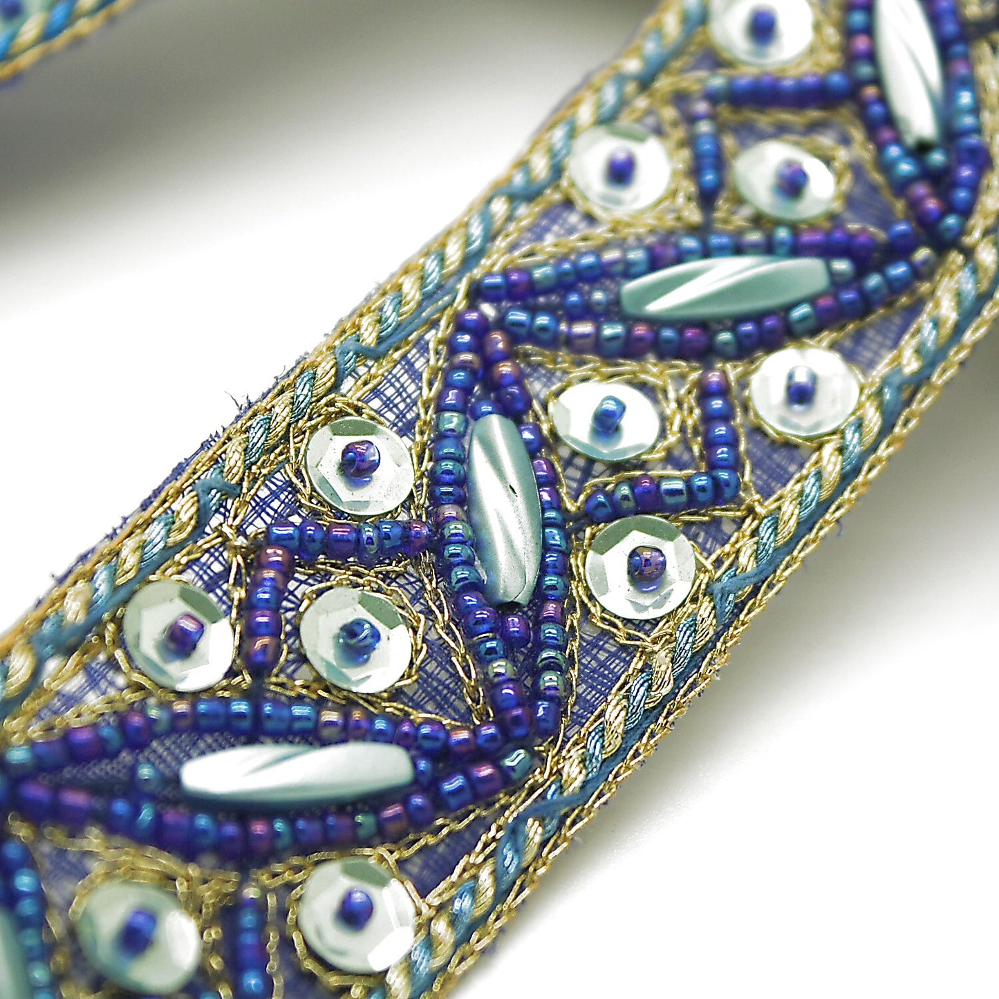 BLUE TURQUOISE SEQUIN BEADED TRIM - sarahi.NYC