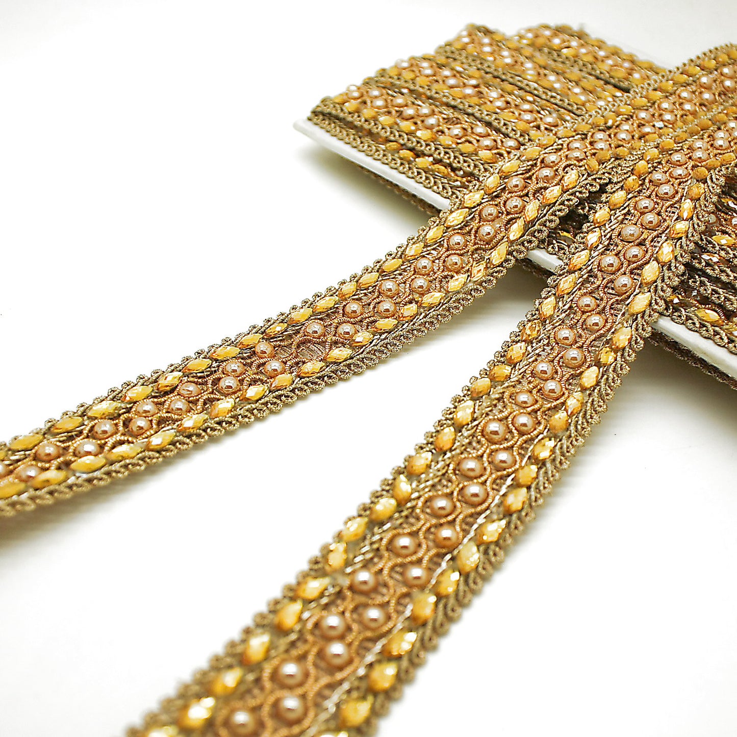 GOLD METALLIC BEADED WOVEN TRIM - sarahi.NYC