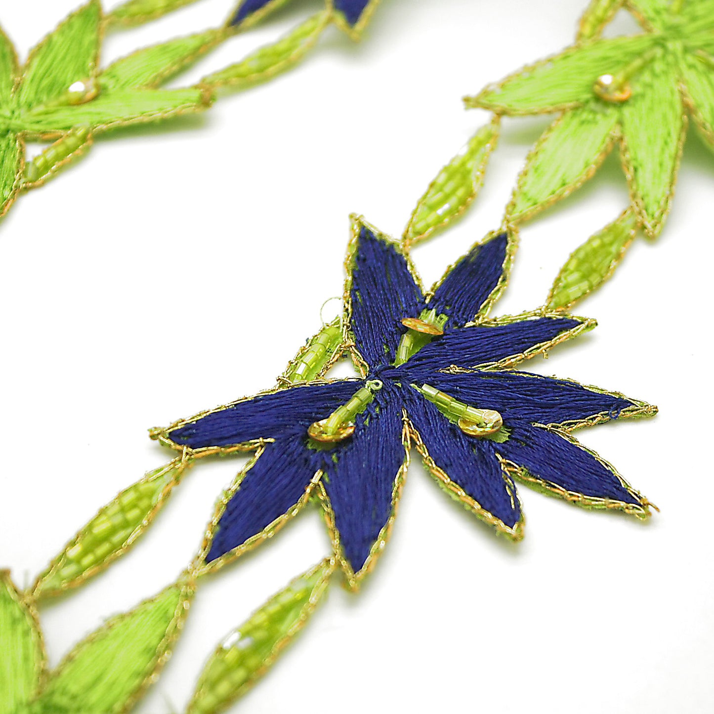 LIME GREEN AND BLUE BEADED SEQUIN TRIM - sarahi.NYC