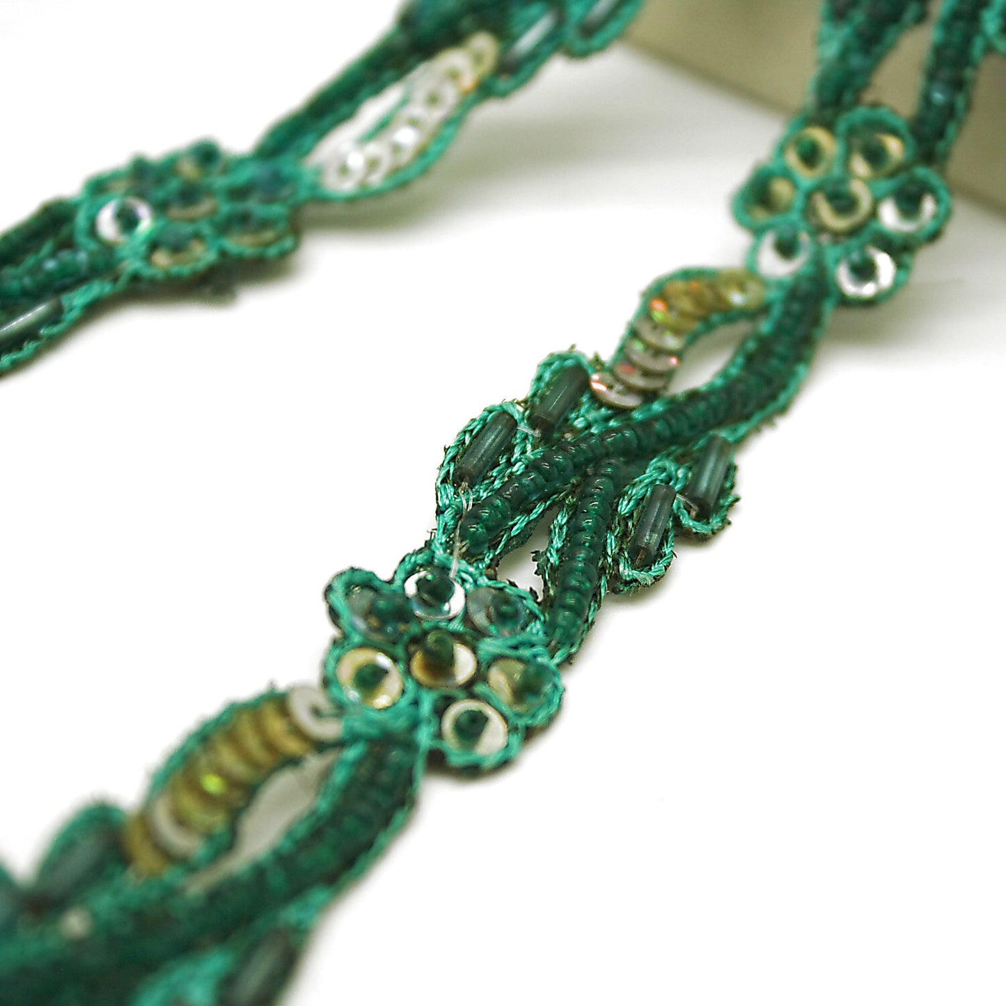 GREEN GOLD DELICATE EMBROIDERED SEQUIN TRIM - sarahi.NYC