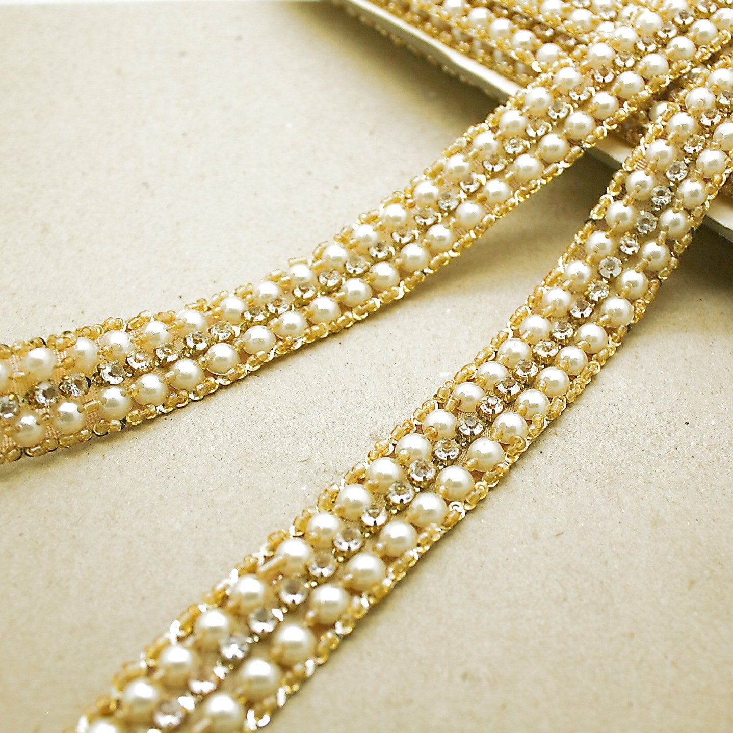 FAUX GOLD PEARL GEM TRIM - sarahi.NYC