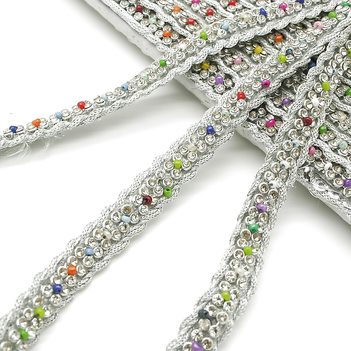 SILVER MULTI-COLOUR CRYSTAL TRIM - sarahi.NYC