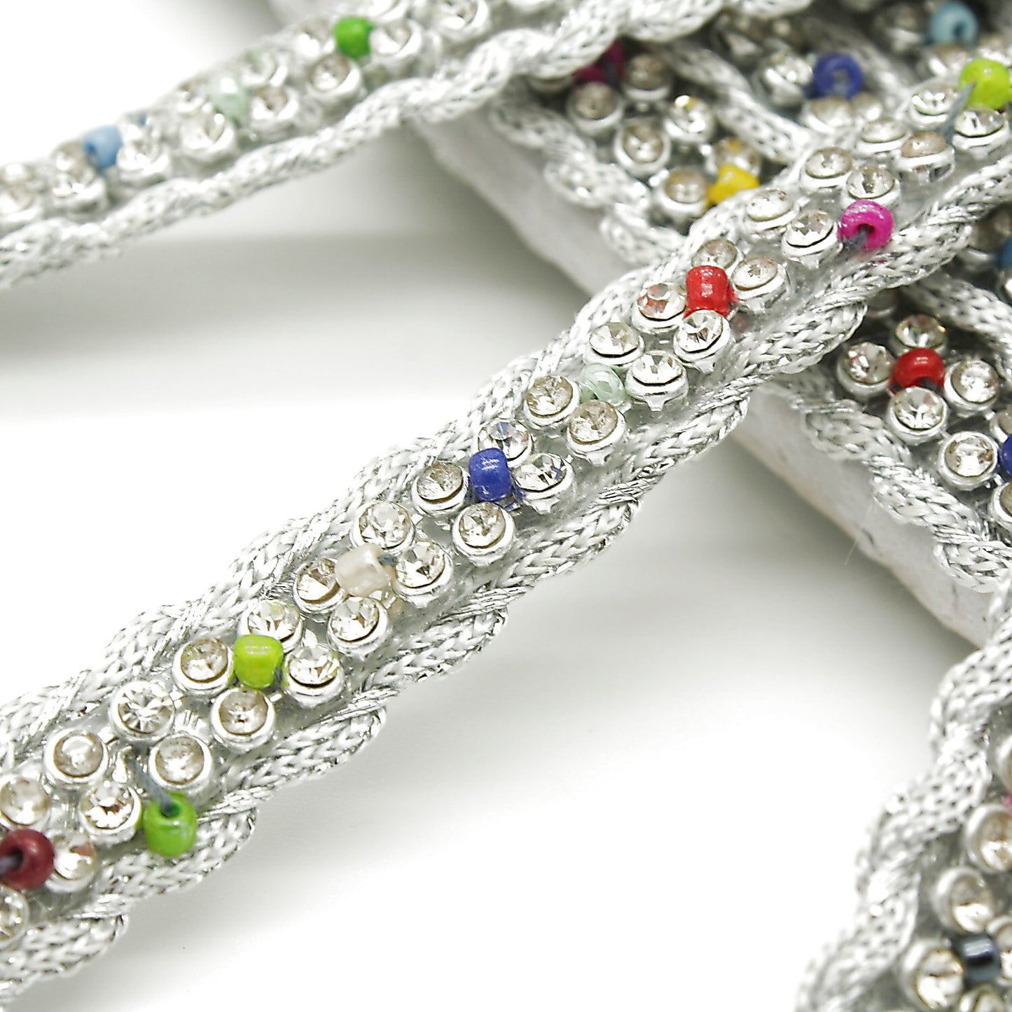 SILVER MULTI-COLOUR CRYSTAL TRIM - sarahi.NYC