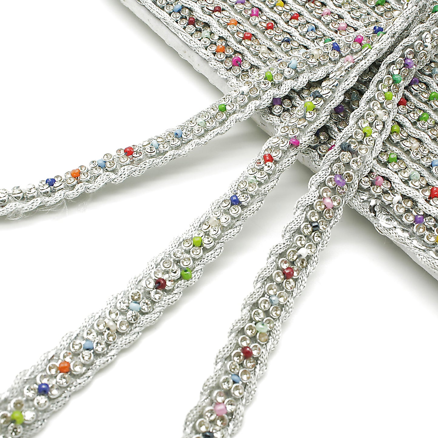 SILVER MULTI-COLOUR CRYSTAL TRIM - sarahi.NYC